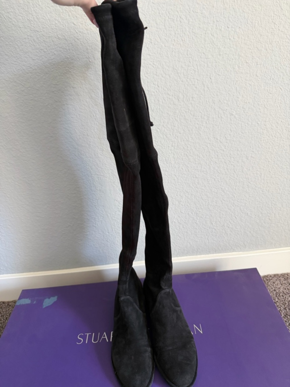 Stuart Weitzman Tall Black Suede Over-the-Knee Boots